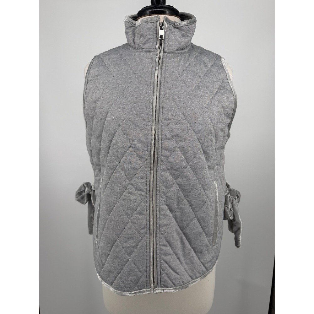 Banana Republic Women's Quilted Vest in Silver Gray With Velvet Bows